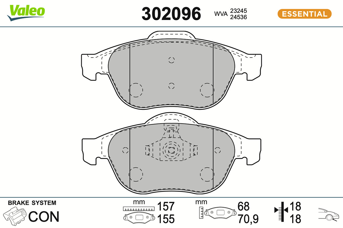 Jeu de 4 plaquettes de frein VALEO ref. 302096